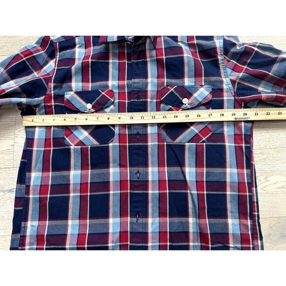 J. Crew Heavyweight Flannel Red/Blue Plaid Men's Size Medium - Picture 10 of 12